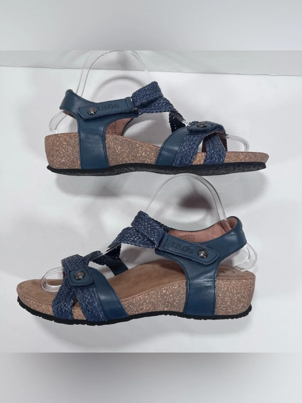 Taos Trulie Navy Blue Woven Leather Strappy Sandals Comfort Shoes Women 9.5W